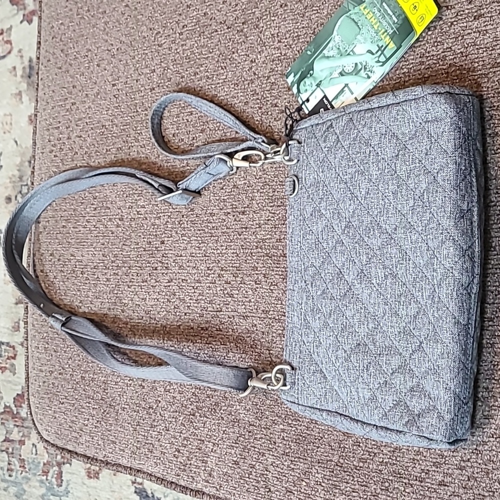 TRAVELON BRAND WOMENS GRAY ANTI-THEFT SECURITY BAG BOHO COLLECTION